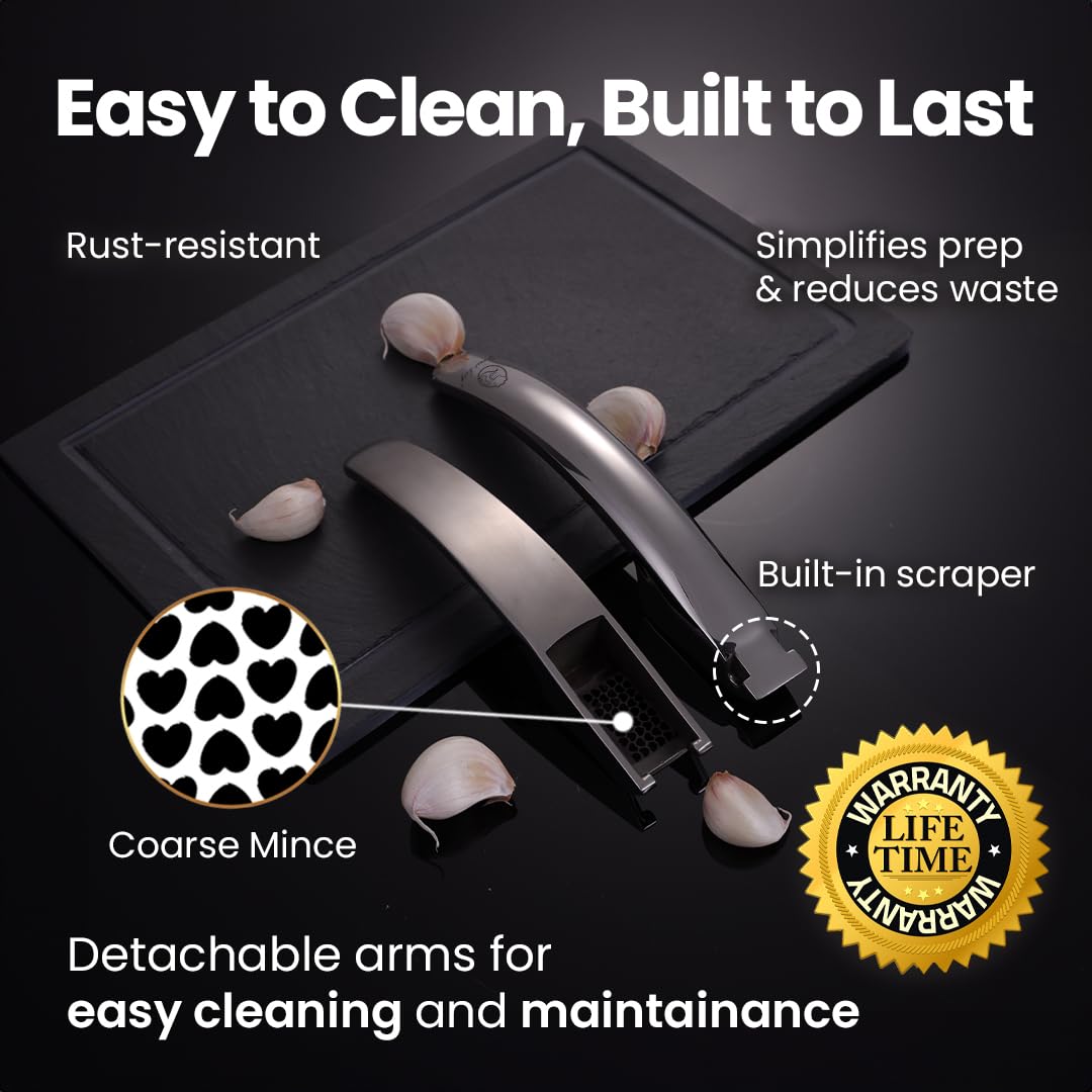 Gourmet Easy garlic press dishwasher-safe for quick cleanup after cooking