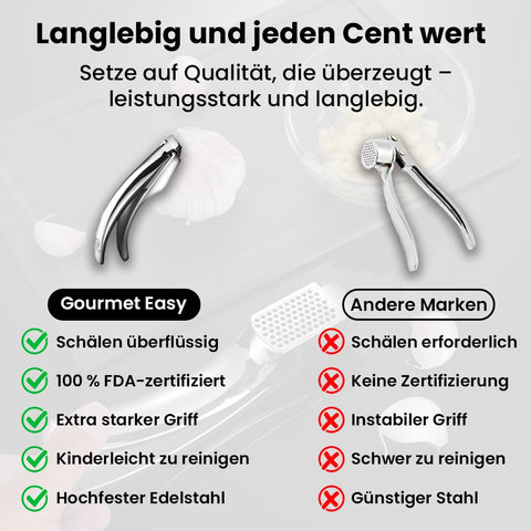 Gourmet Easy Lifetime Replacement guarantee on this garlic press