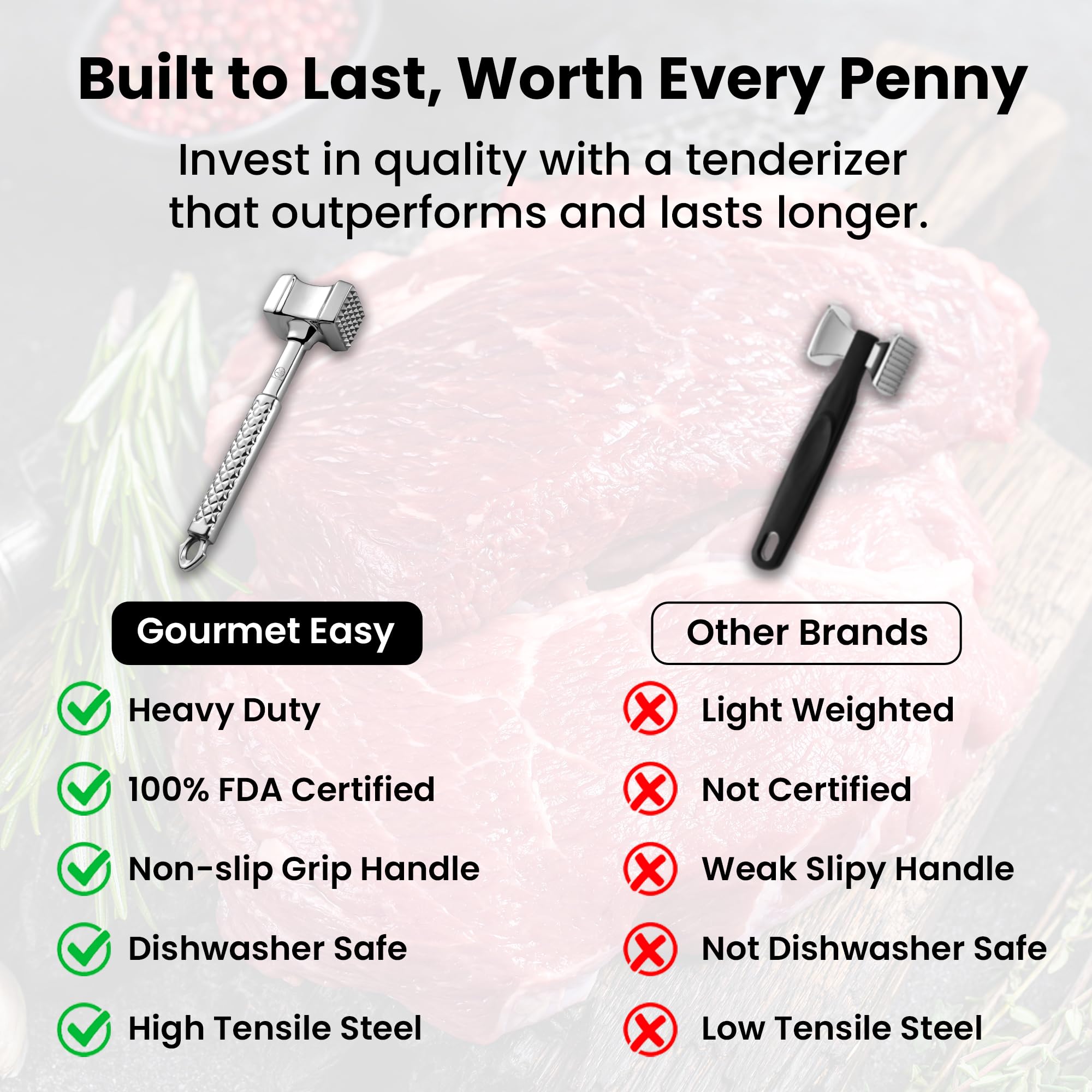 Gourmet Easy durable tenderizer for versatile kitchen tasks