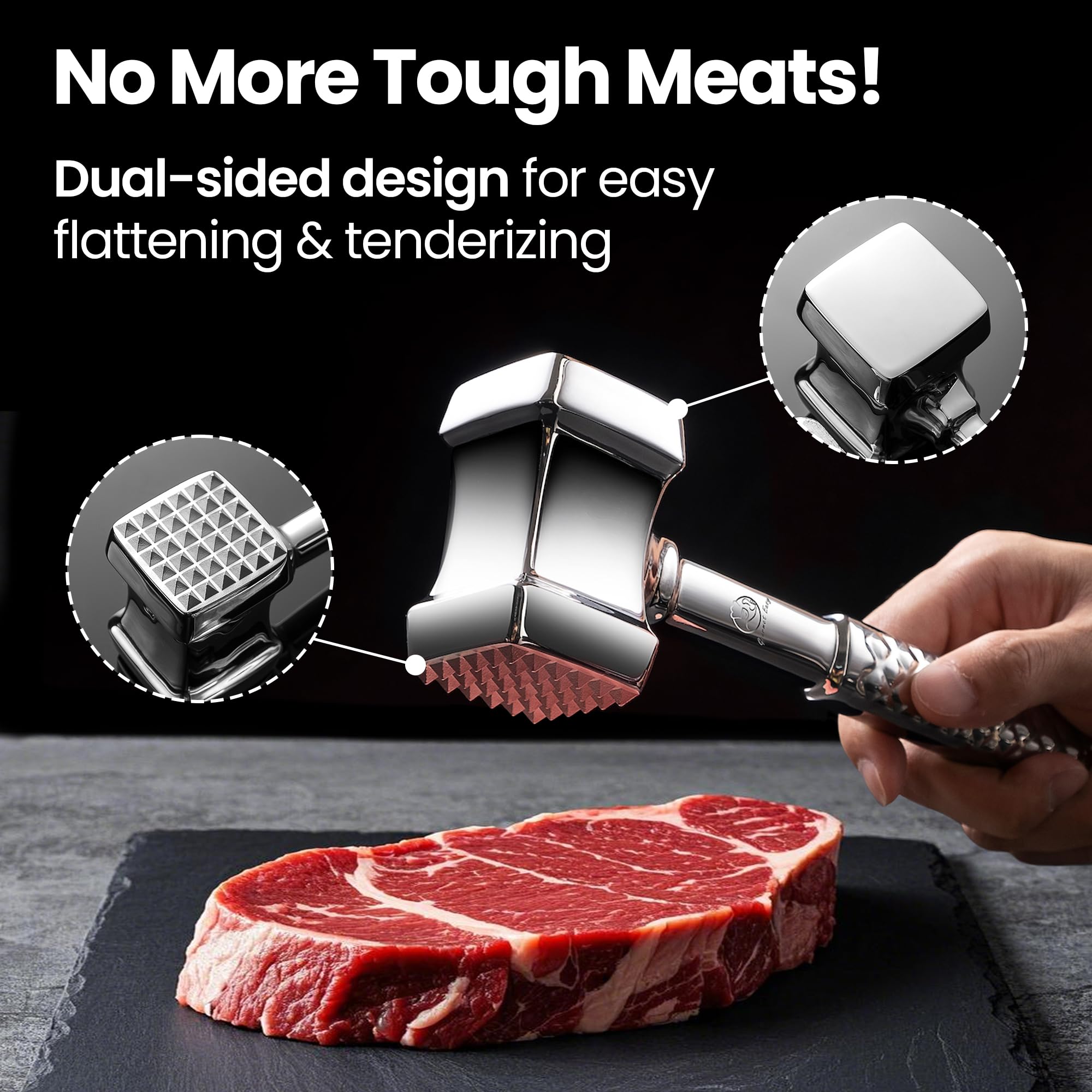 Gourmet Easy non-slip grip on meat tenderizer for secure pounding