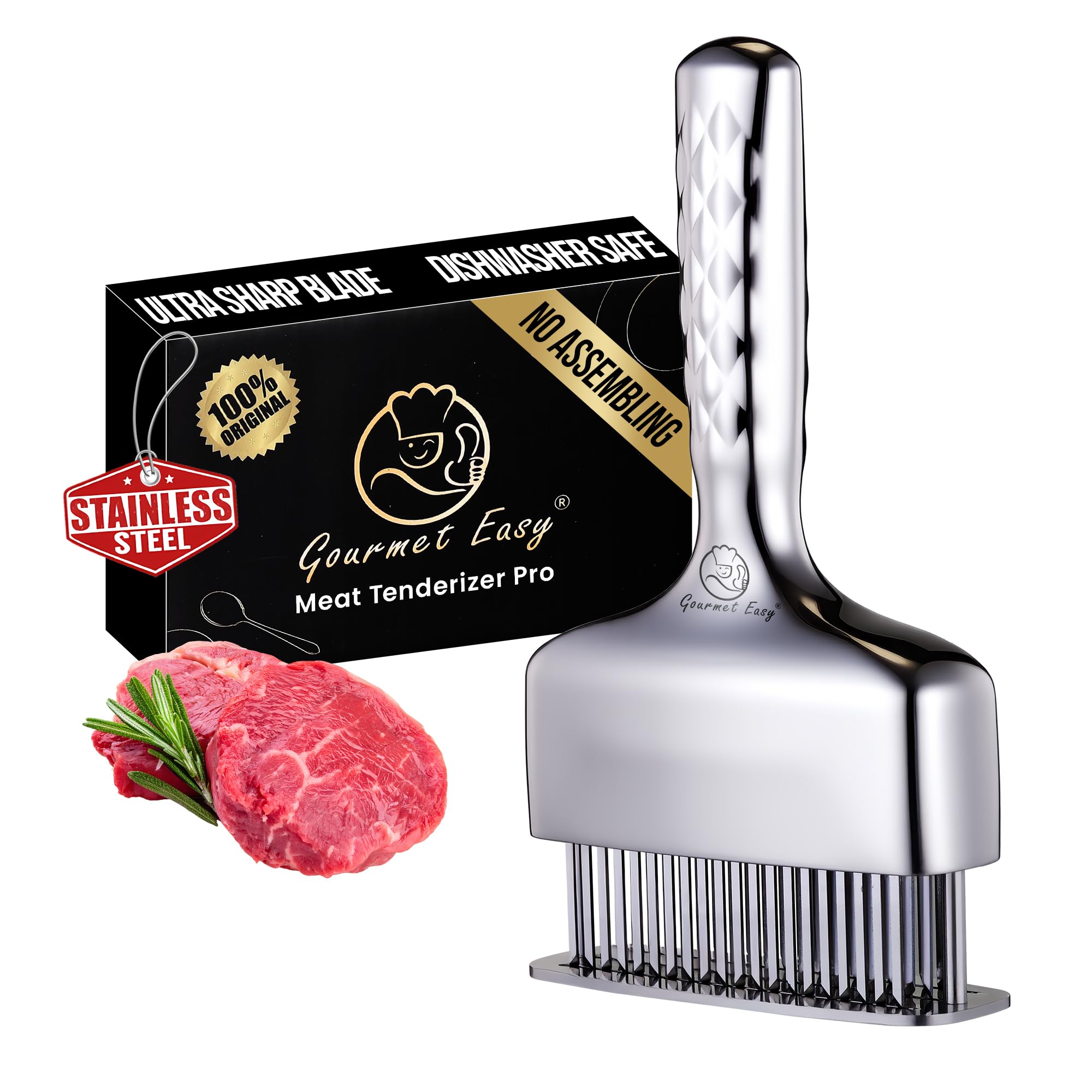 Gourmet Easy meat tenderizer one-piece design for durable kitchen performance.