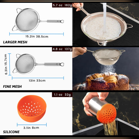 Gourmet Easy small 5.5-inch strainer perfect for flour sifting.