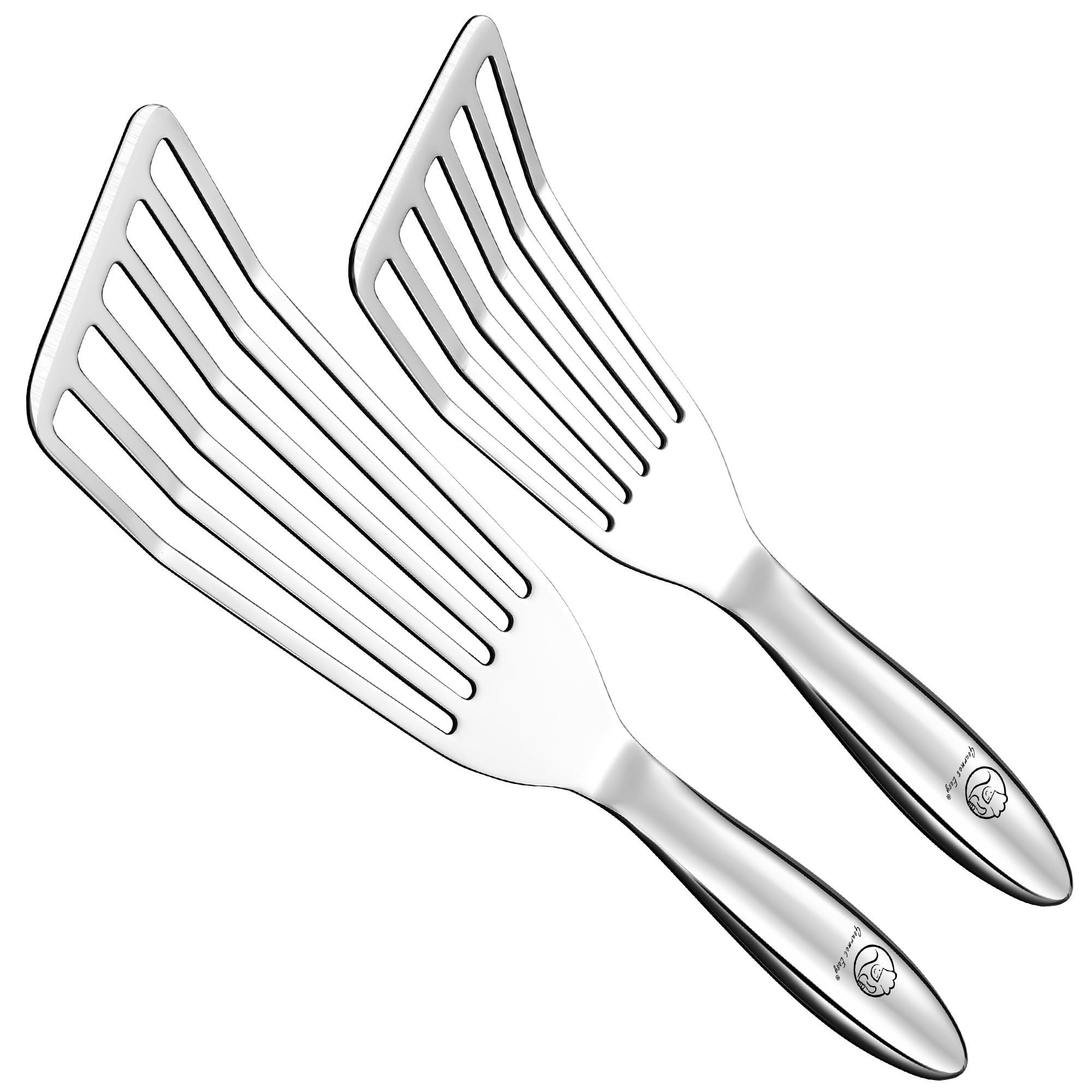 Gourmet Easy large stainless steel fish spatula turns delicate fillets with ease.