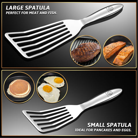 Gourmet Easy small stainless steel spatula is perfect for eggs and small items.