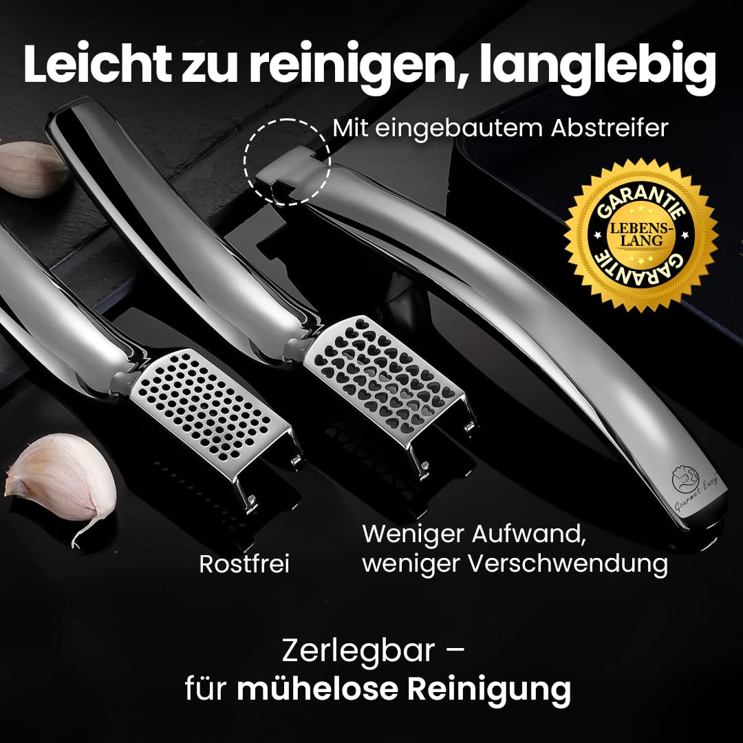 Gourmet Easy Stainless Steel Garlic Press built for daily durability