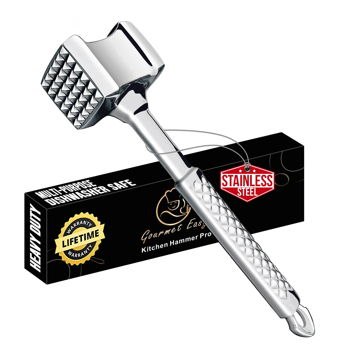 Gourmet Easy meat tenderizer with dual-sided flat side for even chicken cutlets