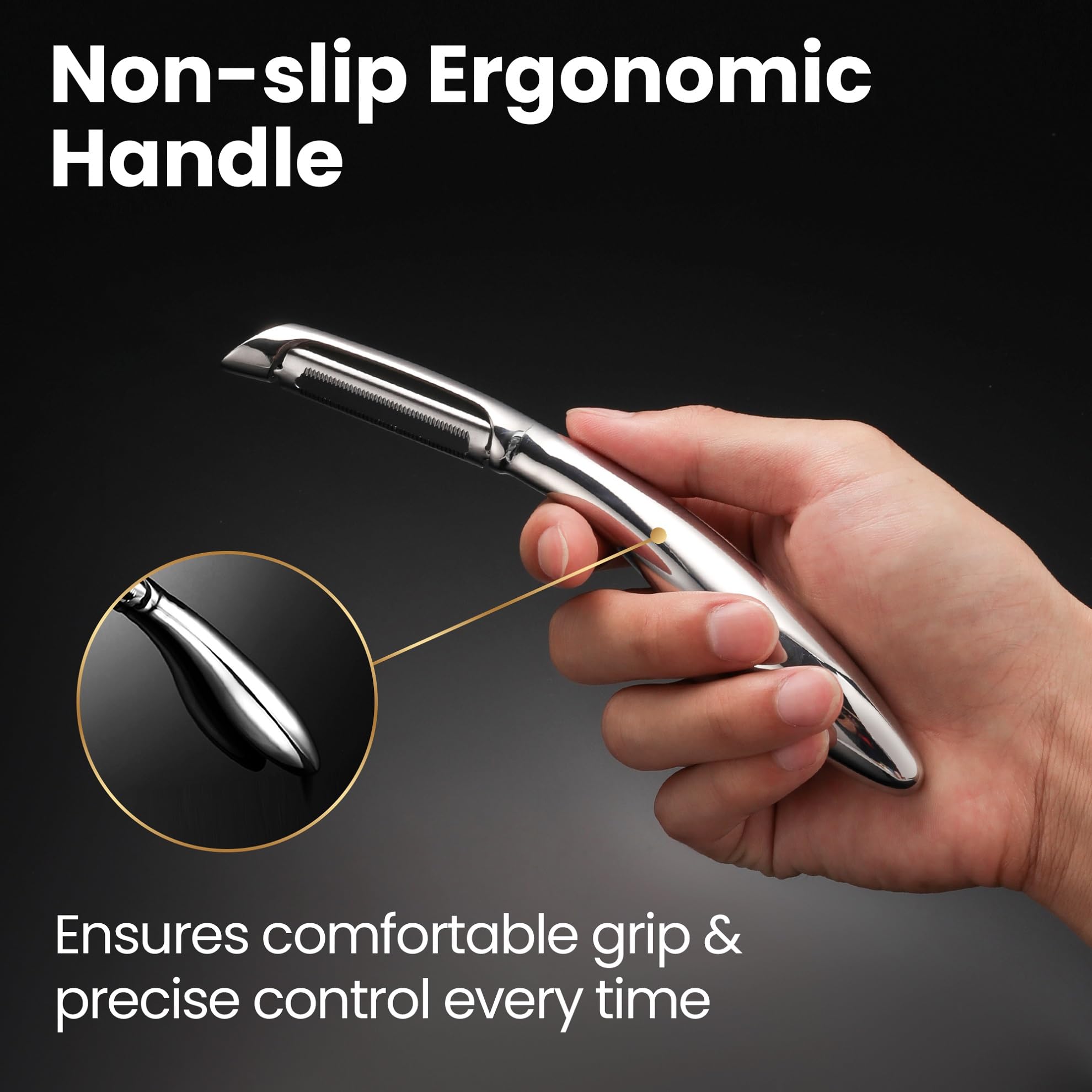 Gourmet Easy left- and right-handed friendly peeler design.