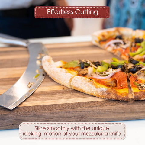 Gourmetly solid steel handles provide durable grip for comfortable rock chopping.