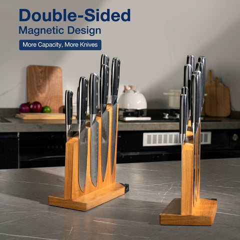 Gourmetop double-sided magnet design keeps larger blades and tools securely organized.