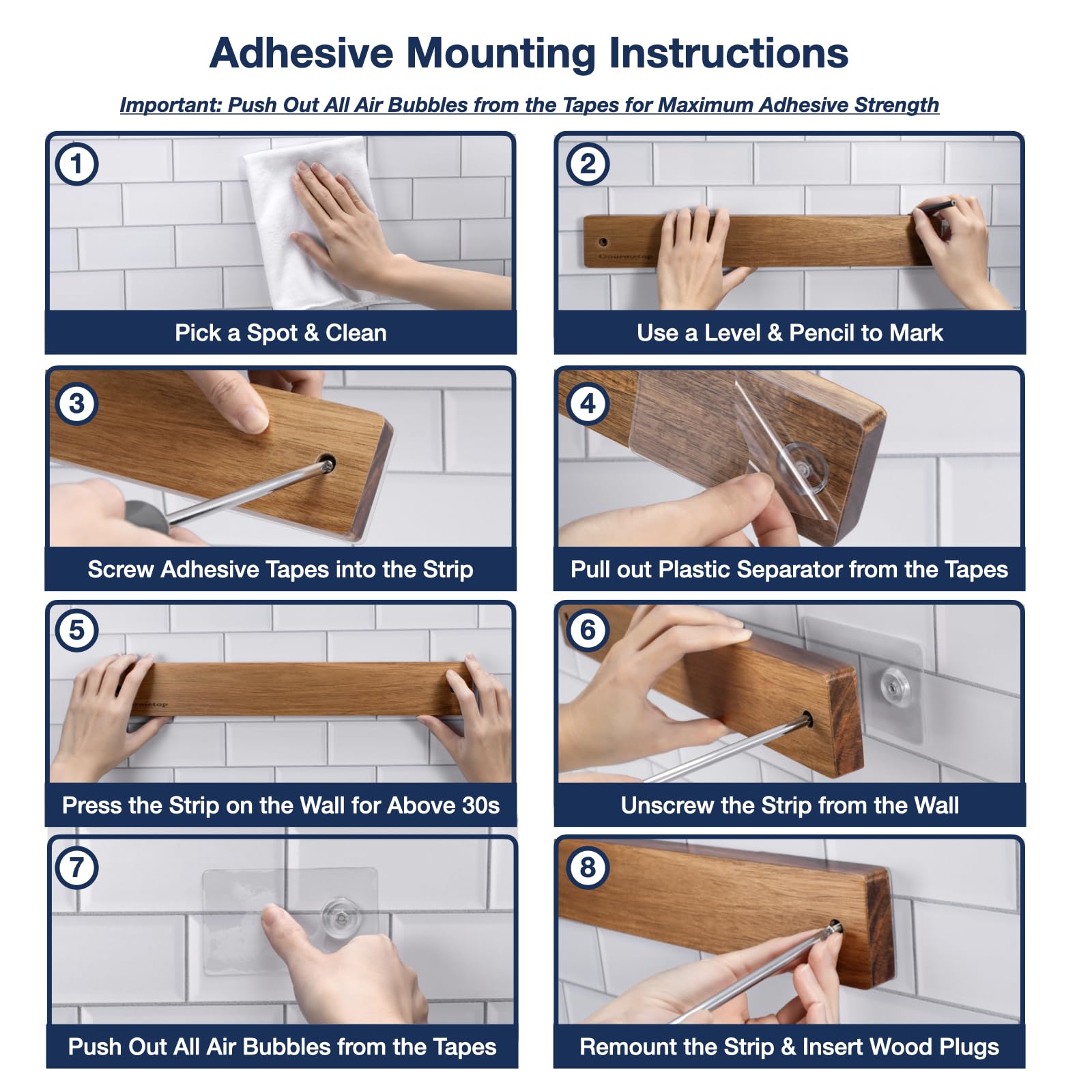 Gourmetop fridge tile adhesive option enables simple installation.