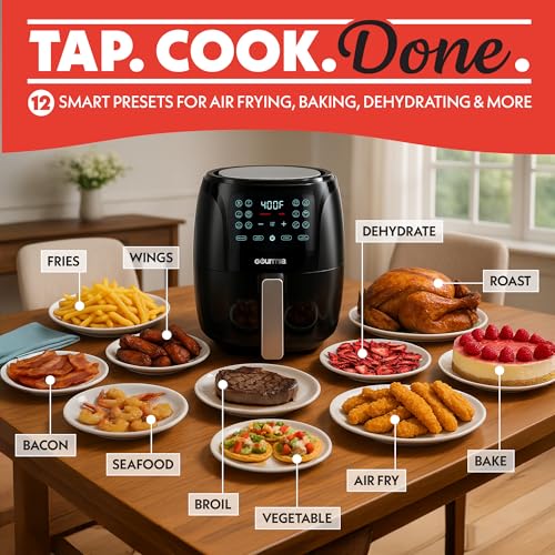 Gourmia air fryer oven 4qt control panel enables easy selection of presets