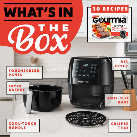 Gourmia air fryer oven 4qt open lid facilitates easy loading and unloading
