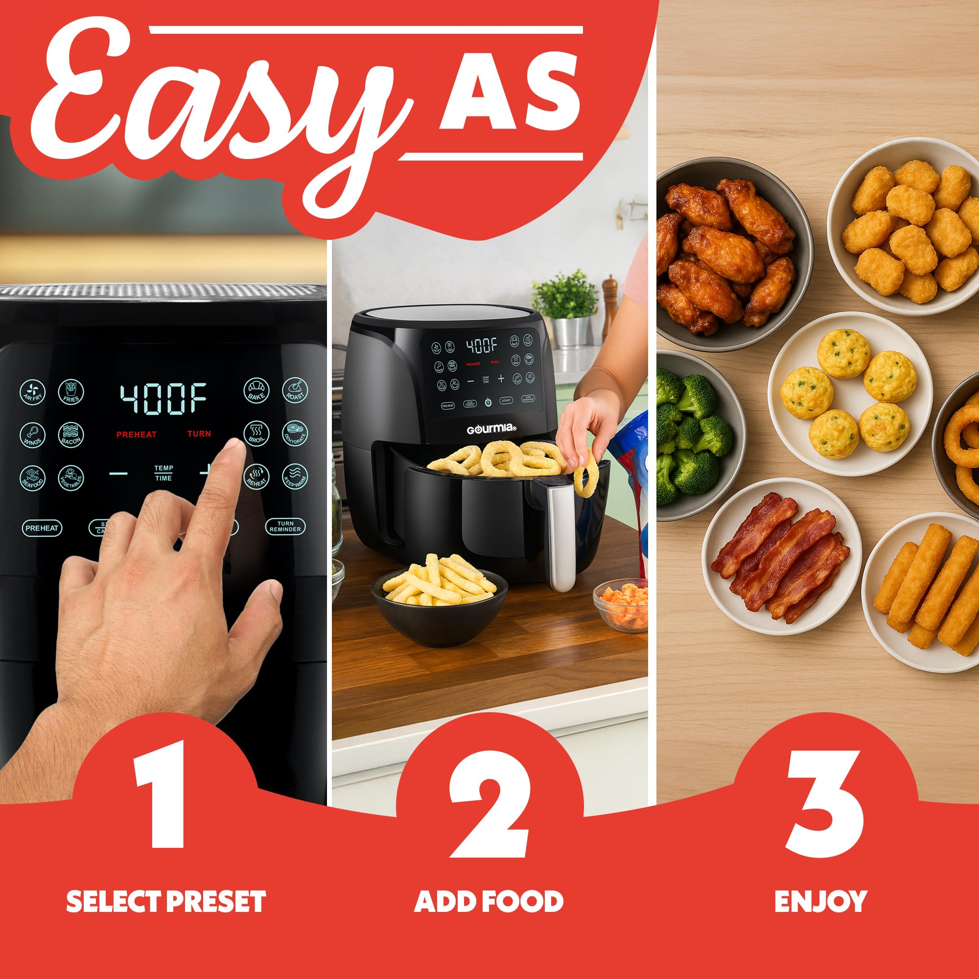 Gourmia air fryer oven 4qt 1300-watt performance delivers quick heating