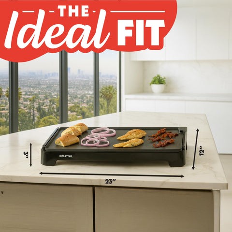 Gourmia large surface enabling cooking multiple items at once.