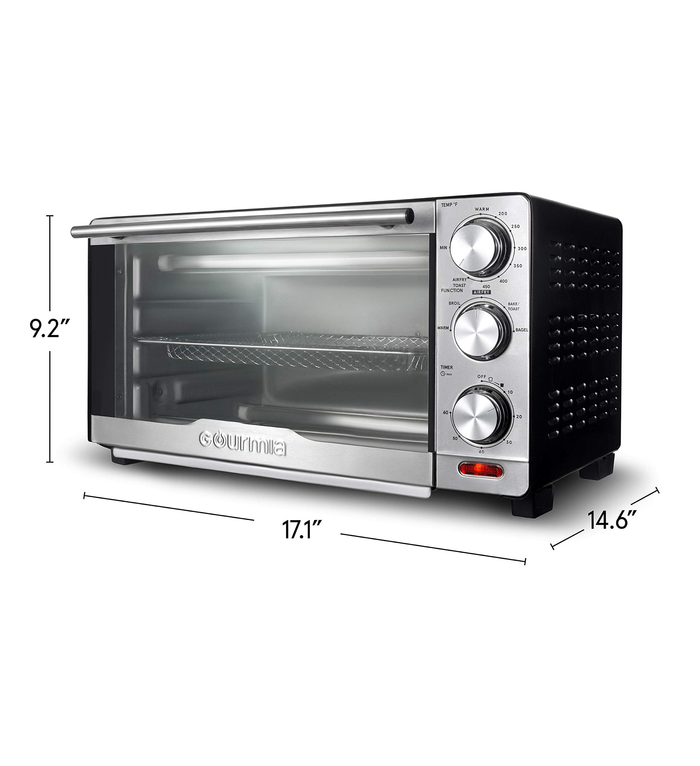 Gourmia GTF7350 control panel for easy time, mode, and temperature selection.