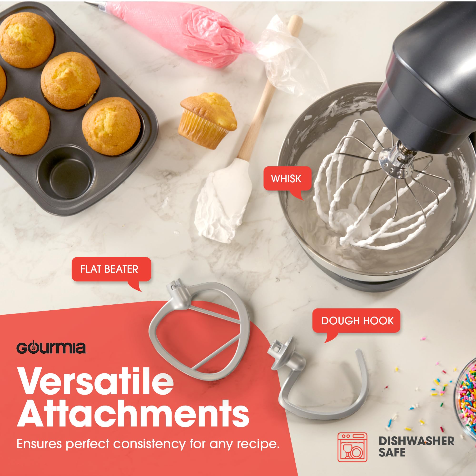 Gourmia tilting-head design provides easy access to ingredients.