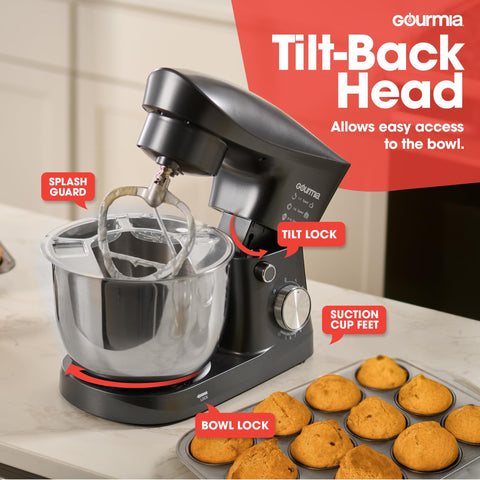 Gourmia stand mixer whisk attachment for light, fluffy whipped cream and meringue.