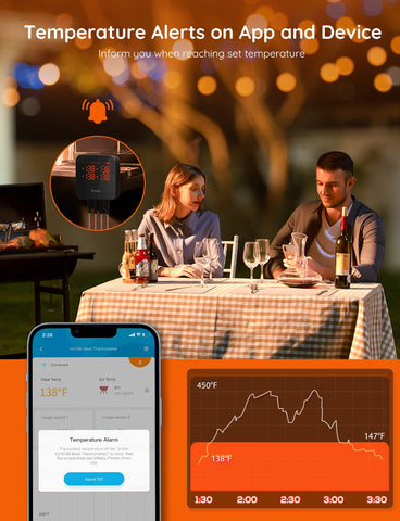 Govee four-probes setup enables simultaneous multi-meat monitoring.