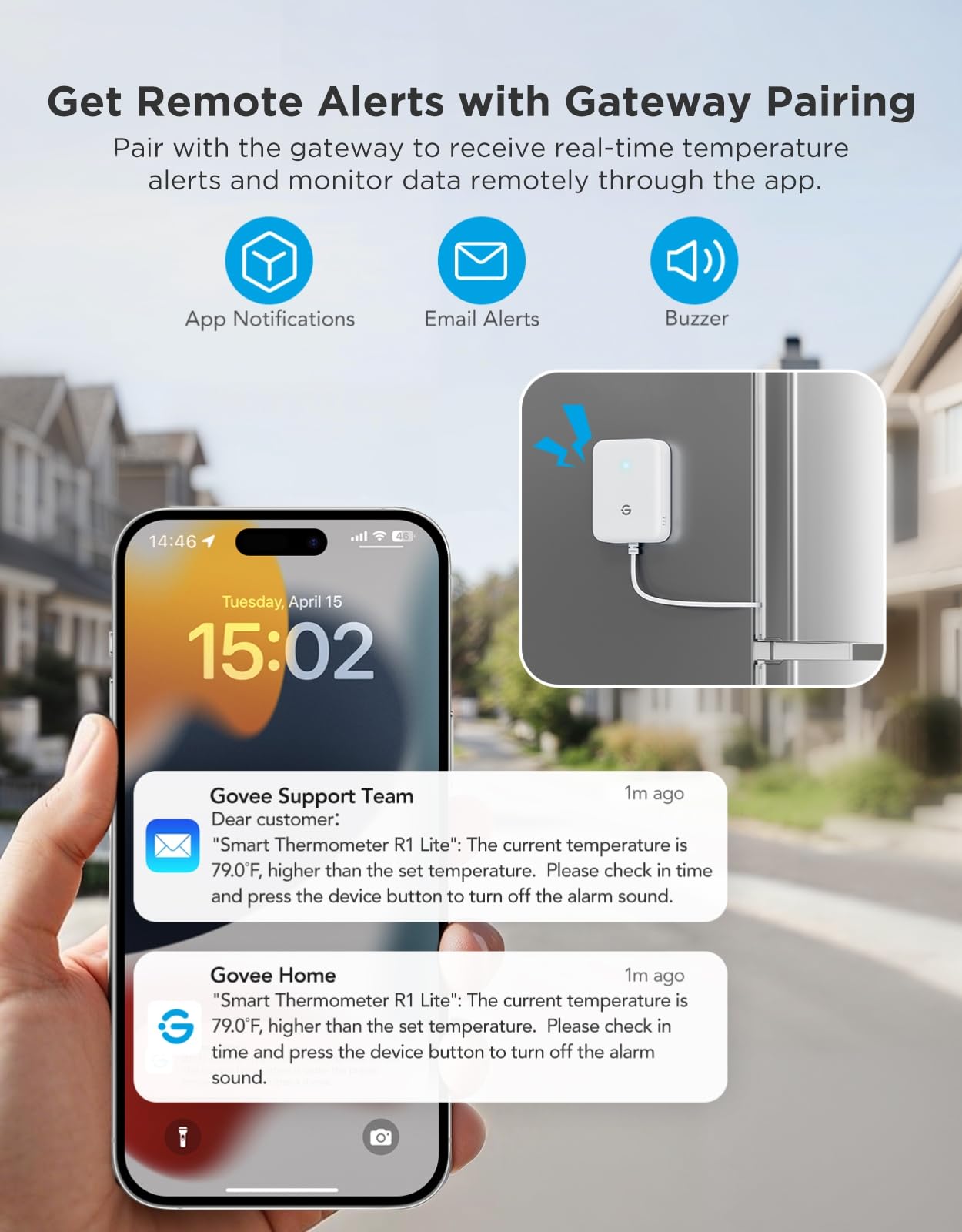 GoveeLife 80dB alarm warns of temperature drift instantly.