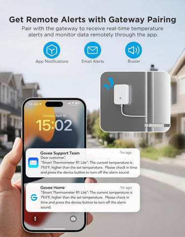 GoveeLife 80dB alarm warns of temperature drift instantly.