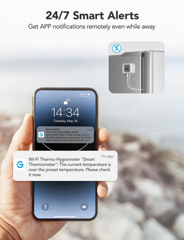 GoveeLife app screen enables remote temperature monitoring and alerts