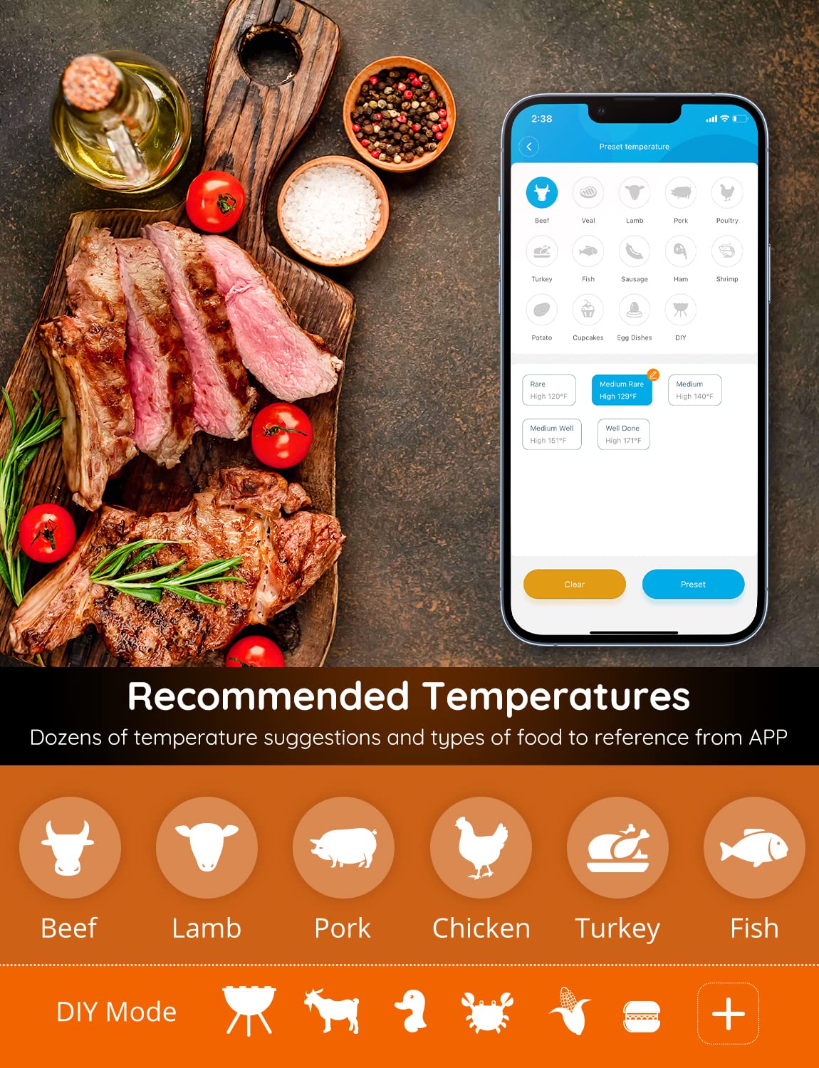Govee thermometer digital display for quick temperature checks.
