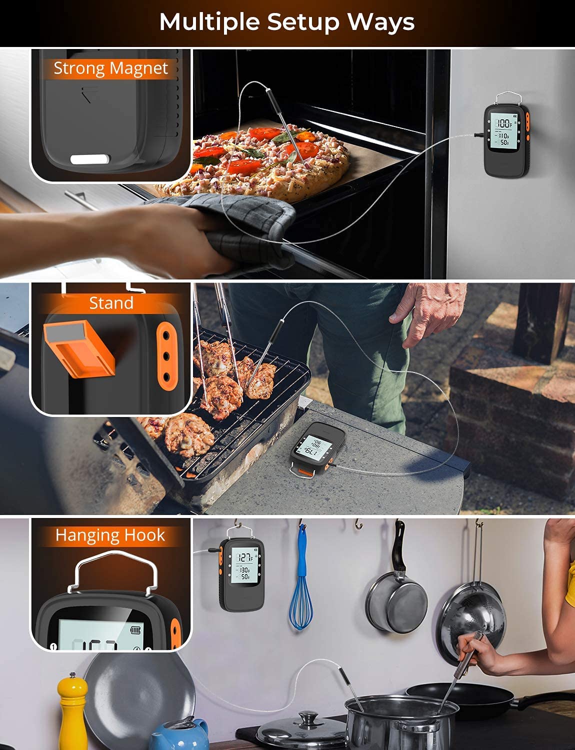 Govee waterproof probes resist splashes for durable grill-side use.