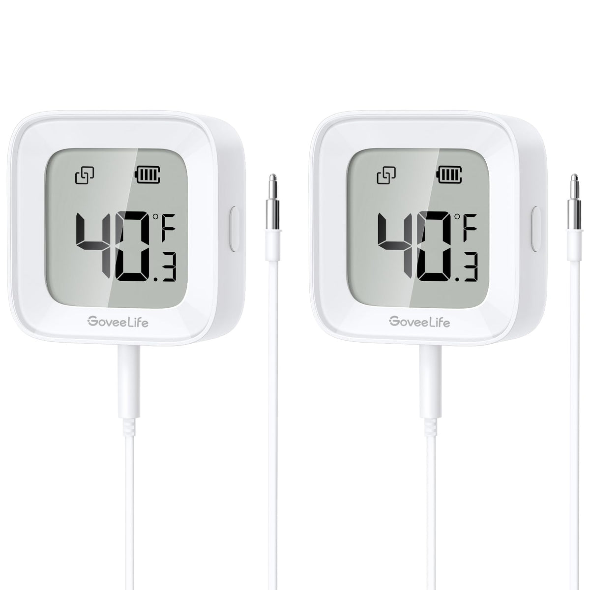 GoveeLife freezer thermometer 2-pack front view for compact setup