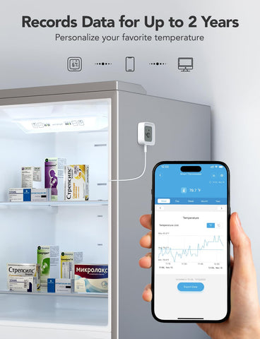 Magnet and lanyard holder secures sensor inside freezer