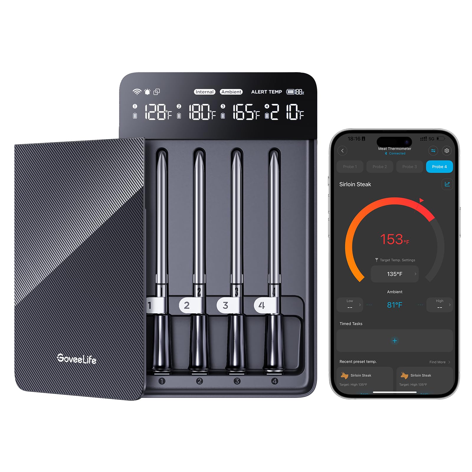 GoveeLife meat thermometer long-range monitoring for outdoor cooking