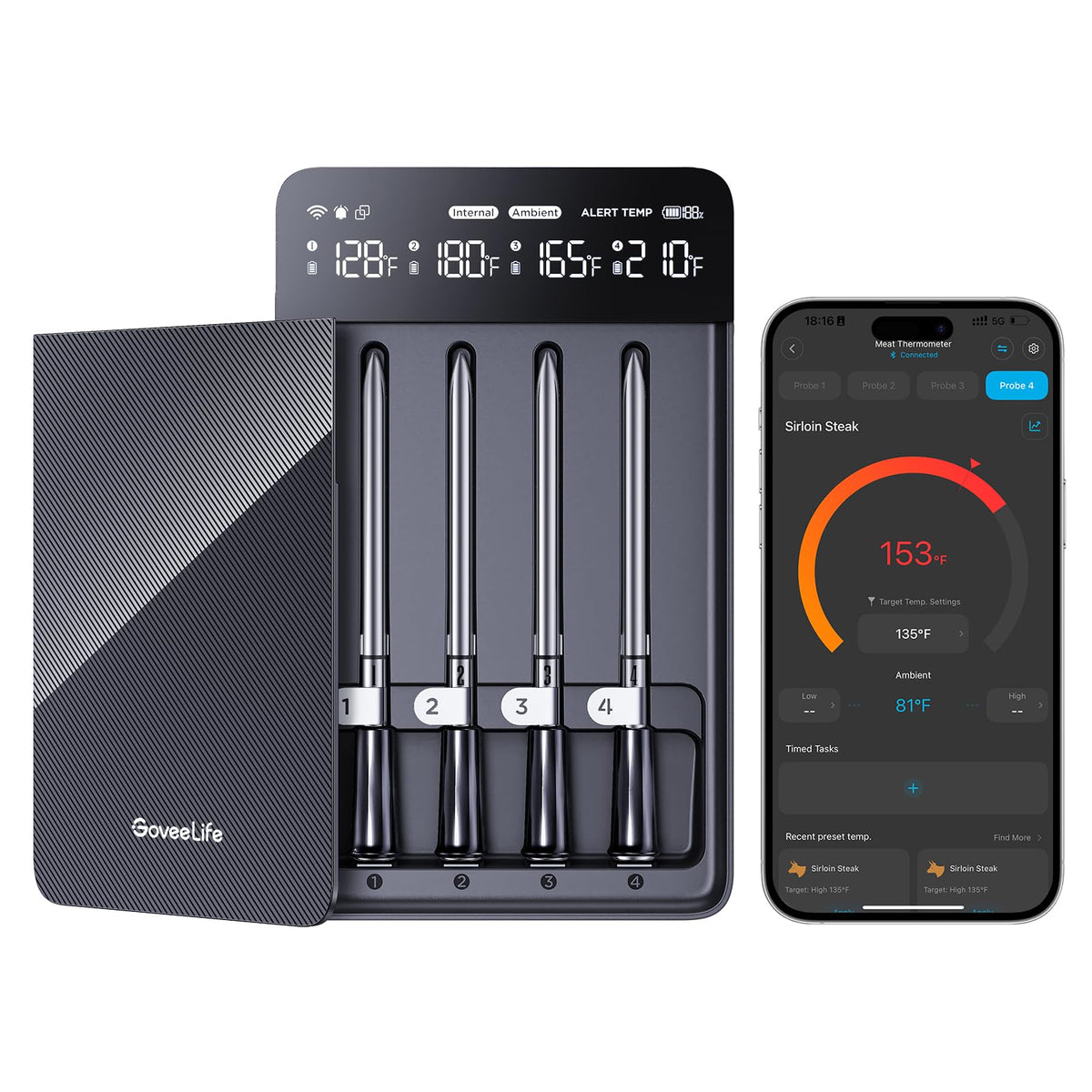 GoveeLife meat thermometer long-range monitoring for outdoor cooking