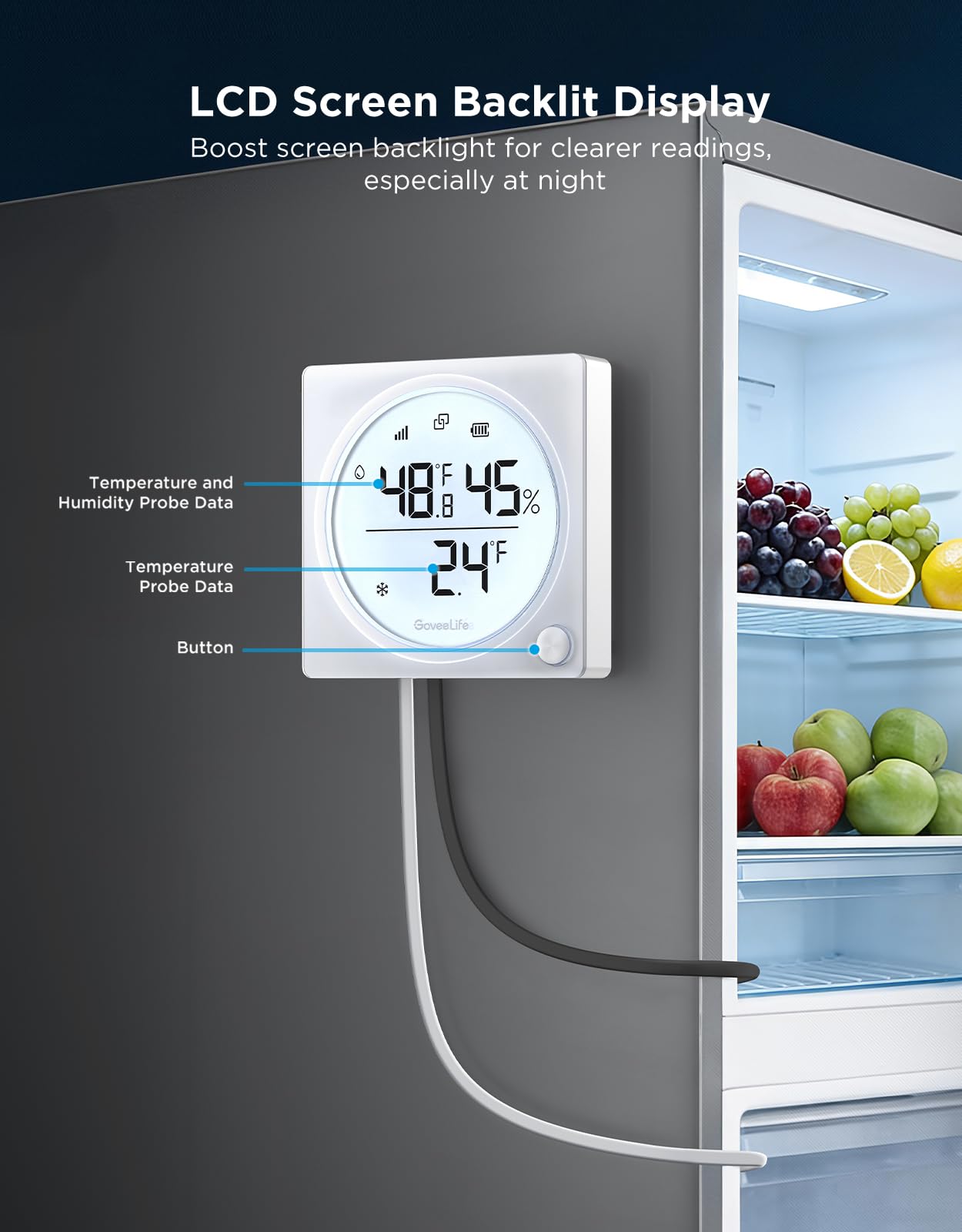 GoveeLife Freezer Pro direct-connect ensures zero latency between probes and display.