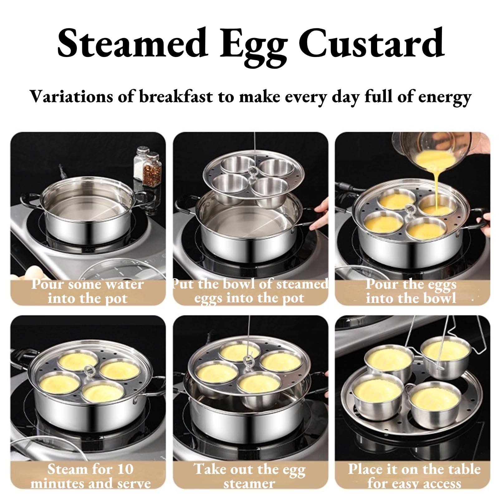 GOVNPJ egg poacher pan dishwasher-safe inserts simplify cleanup.
