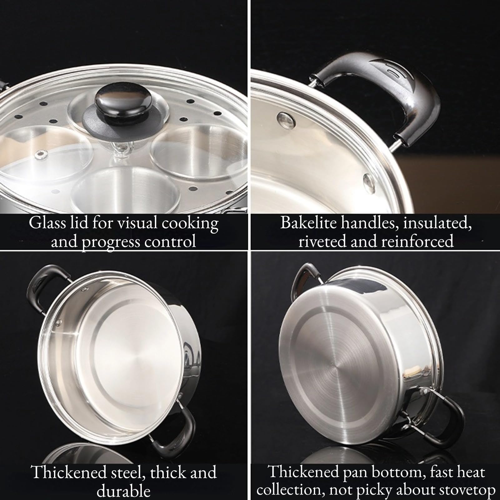 GOVNPJ egg poacher pan removable insert cups for easy cleaning.