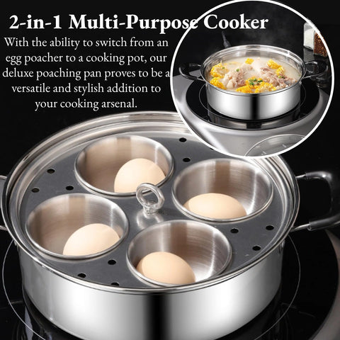 GOVNPJ egg poacher pan stainless steel body suitable for induction.