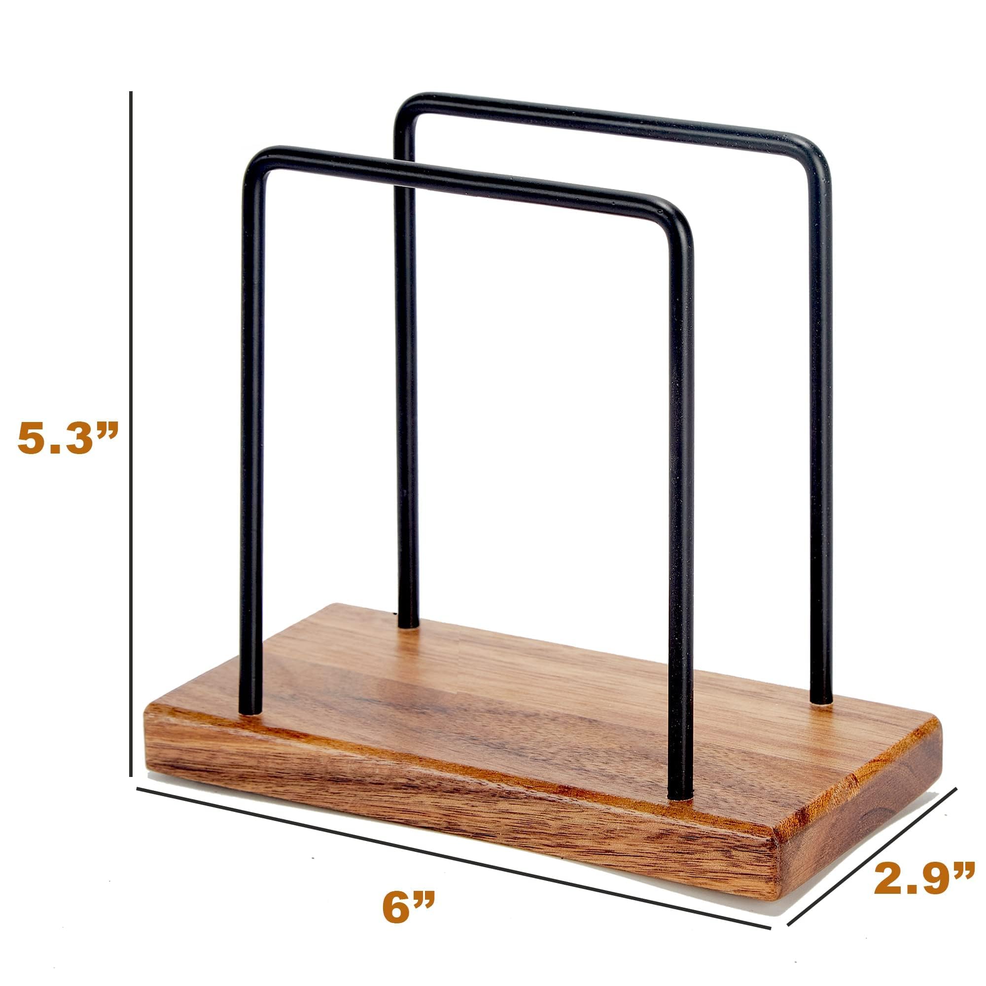 GOVOKOI acacia wood napkin holder side view shows sturdy construction