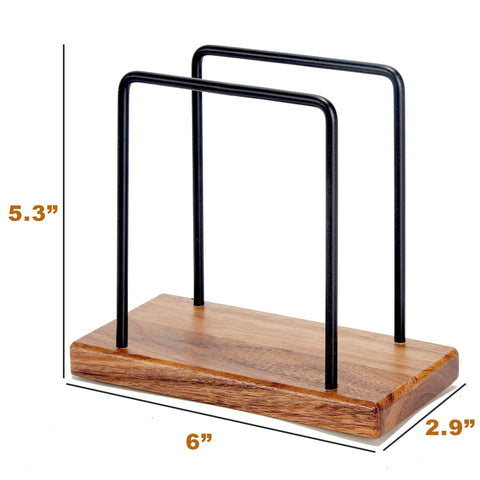 GOVOKOI acacia wood napkin holder side view shows sturdy construction