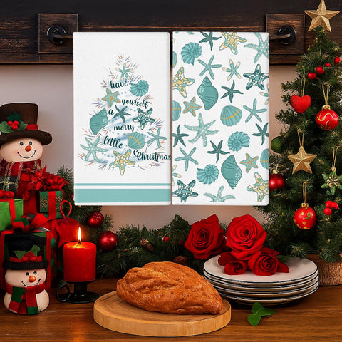 GPGHE Coastal Christmas Kitchen Towels hand towels soft on hands for kitchen tasks