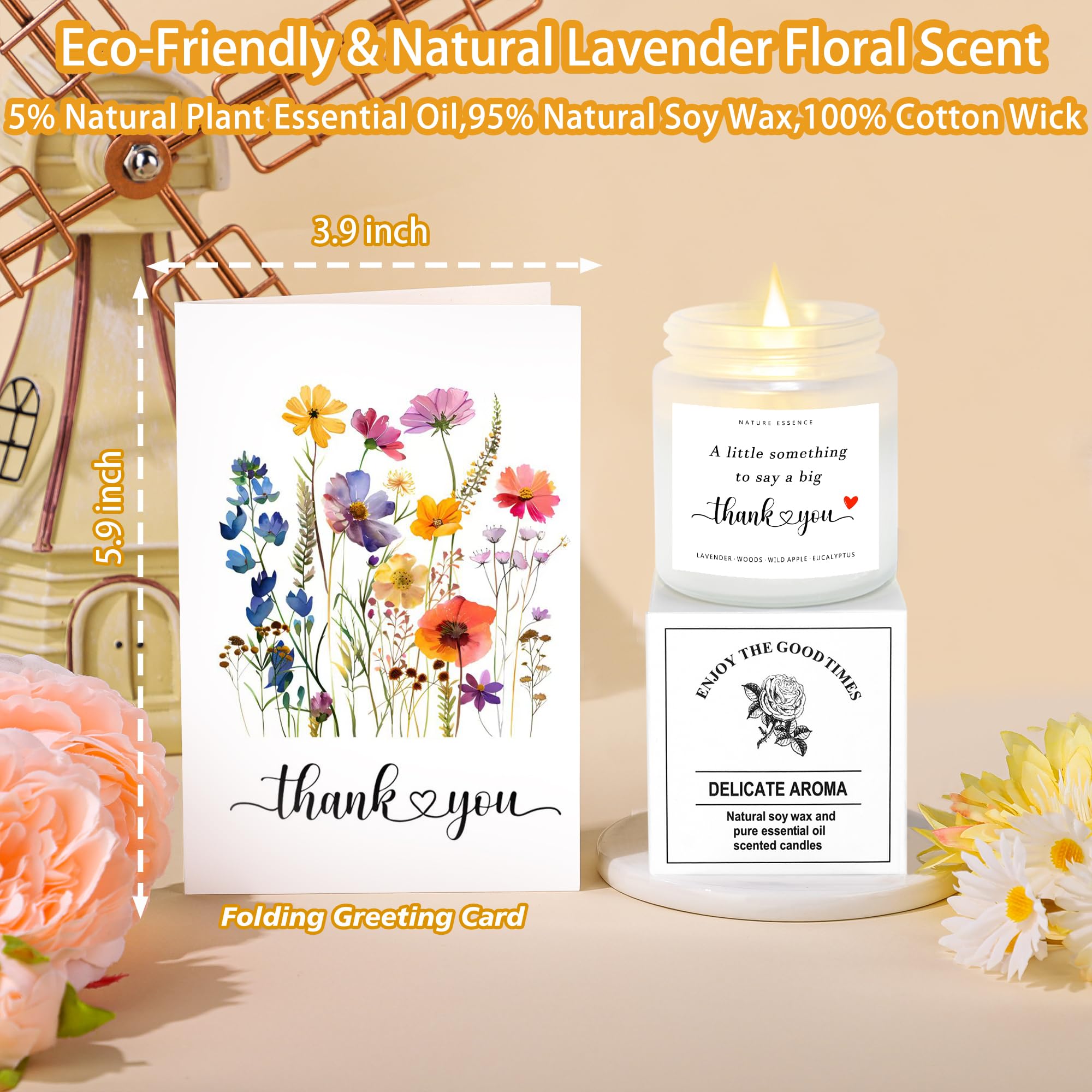 GQDECOR thank you greeting card with pattern for personal messages