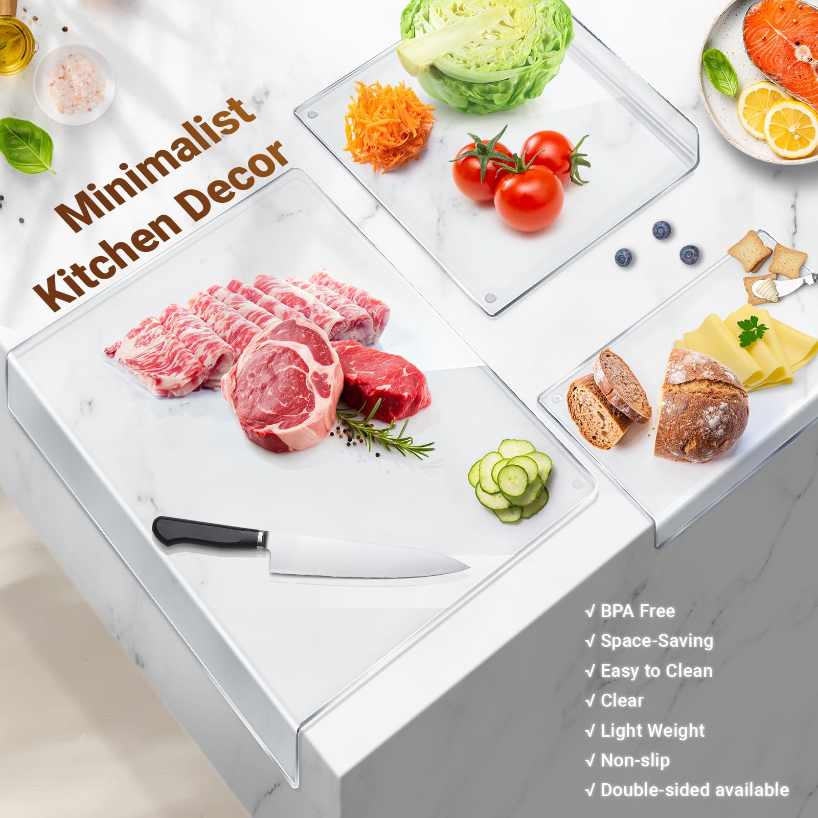 Gracenal medium clear cutting board used for meat preparation and slicing
