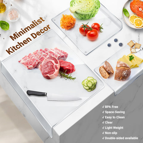 Gracenal medium clear cutting board used for meat preparation and slicing
