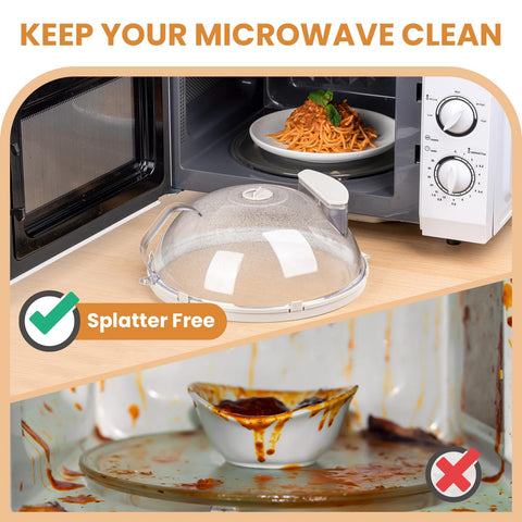 Gracenal microwave cover with integrated handle offers a secure grip during heating.