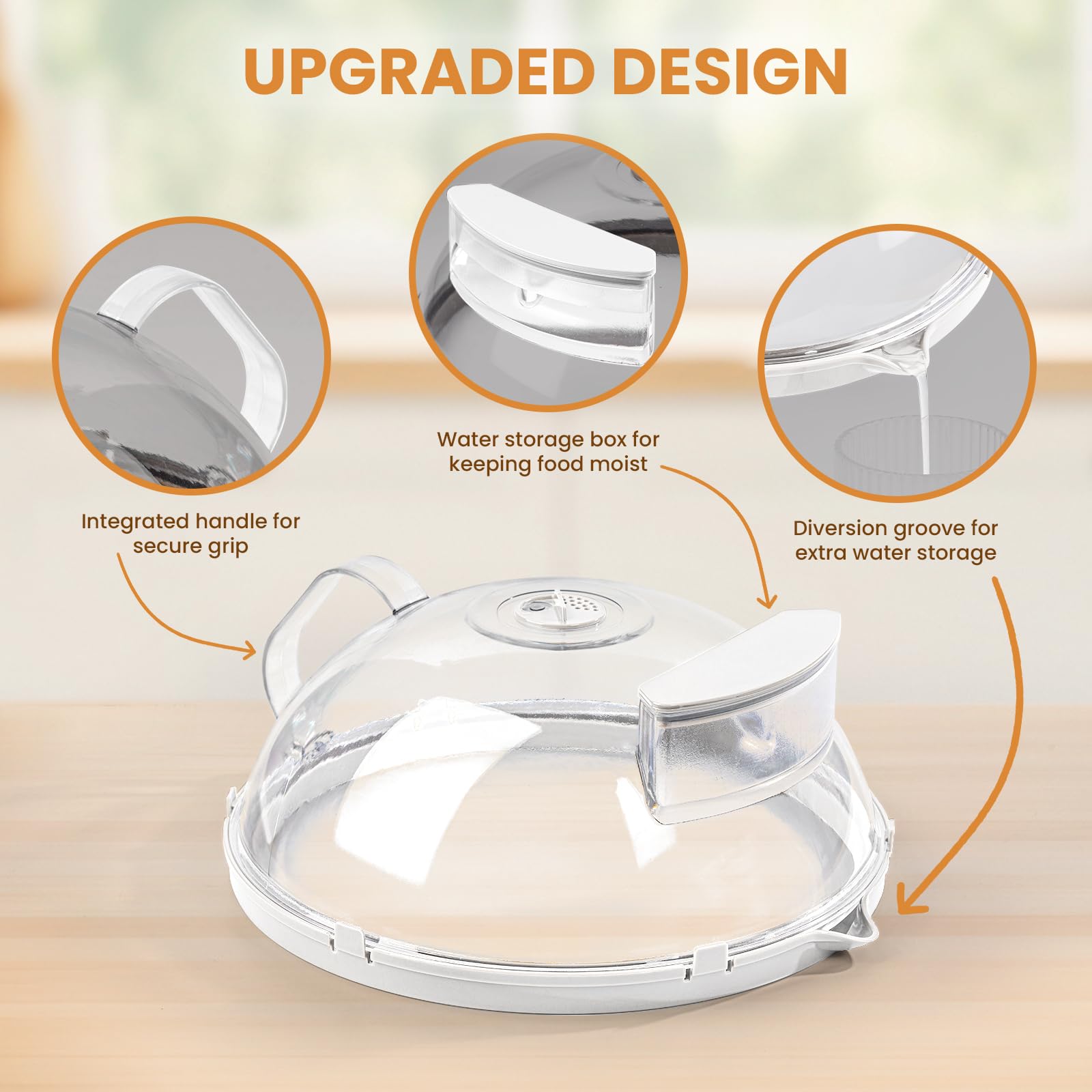 Gracenal microwave cover with water storage helps maintain moisture during reheating.