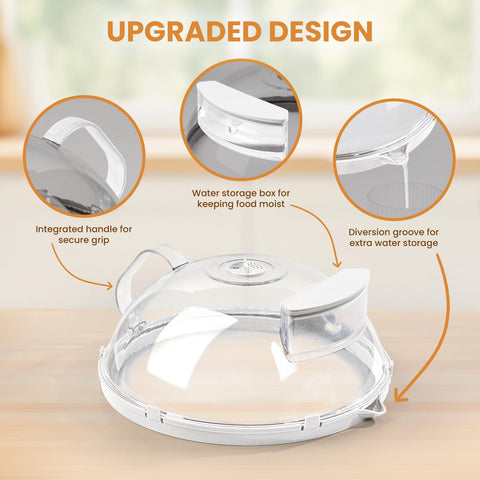 Gracenal microwave cover with water storage helps maintain moisture during reheating.