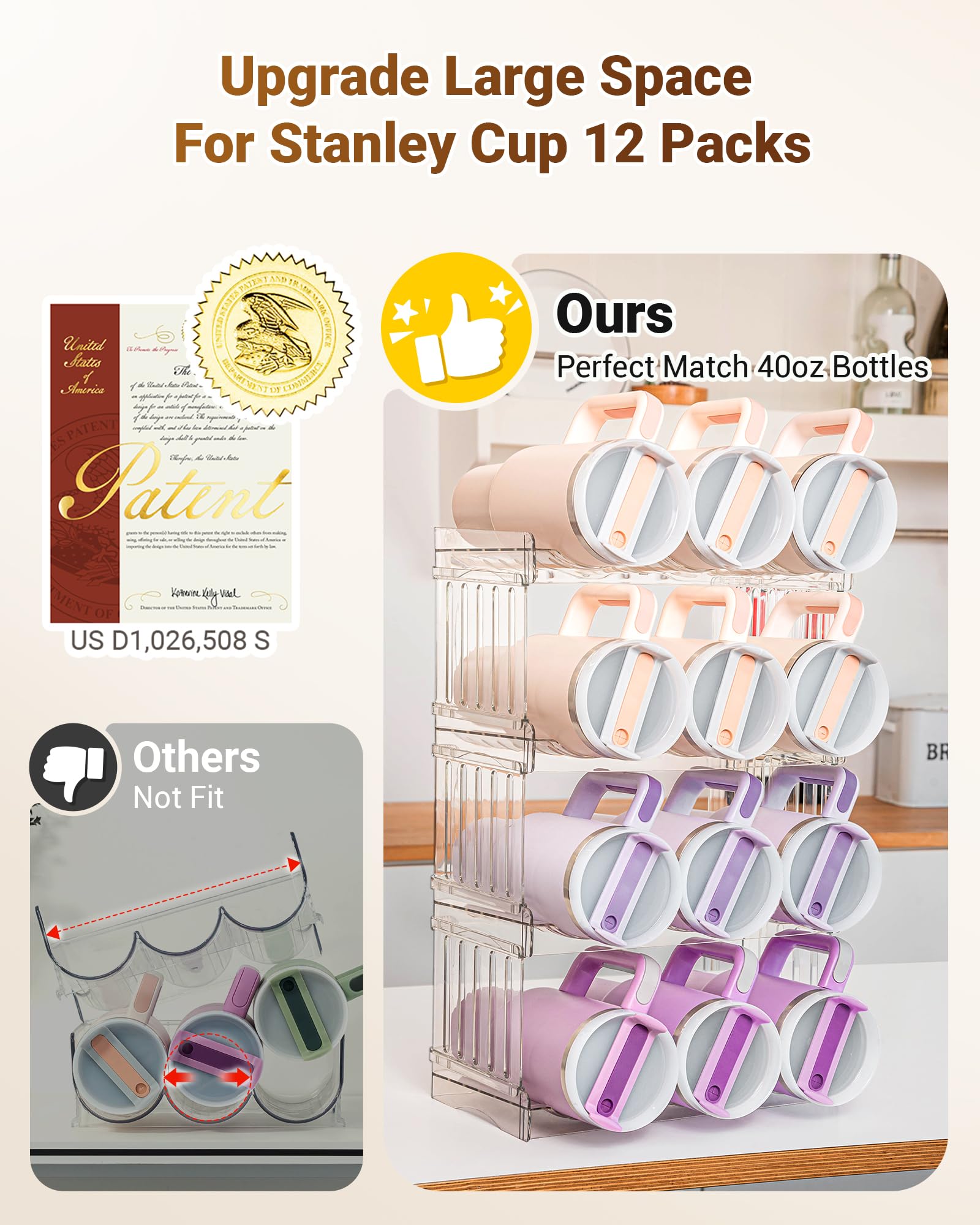 Gracenal stackable design saves space and keeps cups accessible