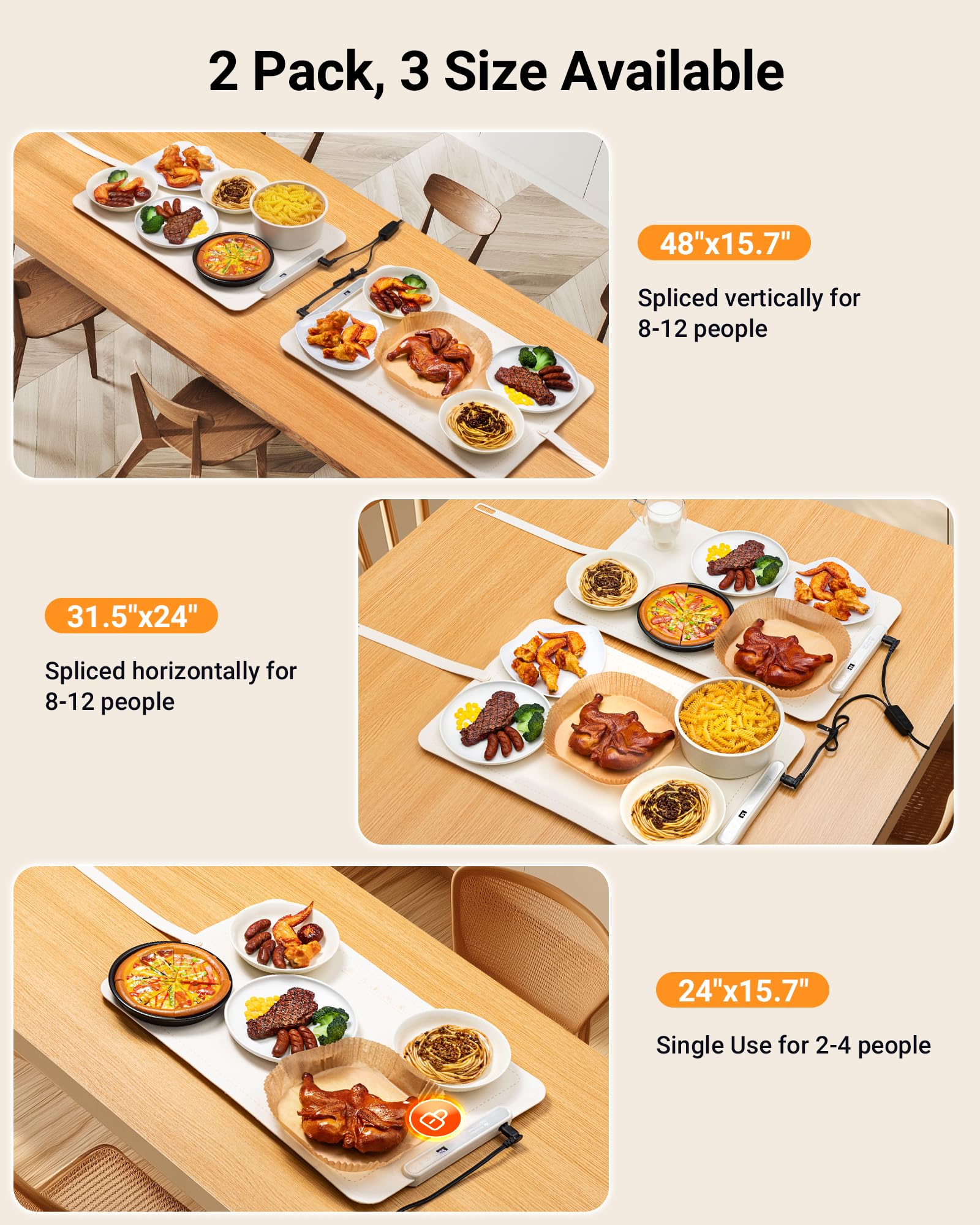 Gracenal warming mat horizontal splice enables wider catering setup