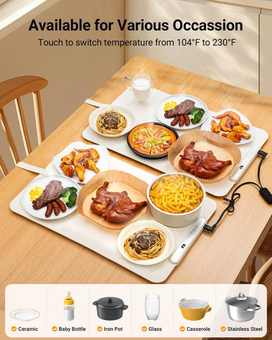 Gracenal warming mat LCD display shows real-time temperature for precise heating