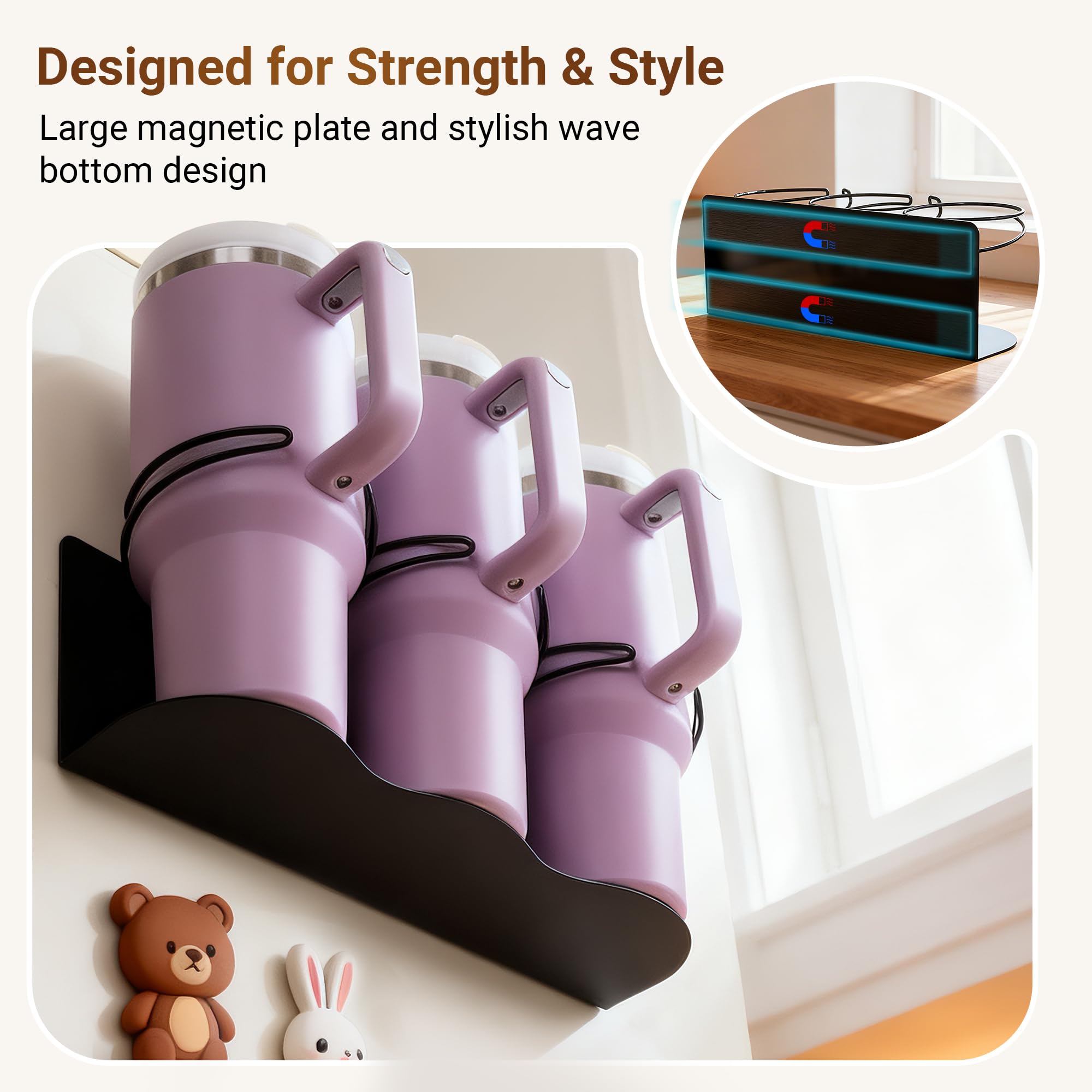 Gracenal water bottle organizer mounts for Stanley 40 oz, saving counter space.