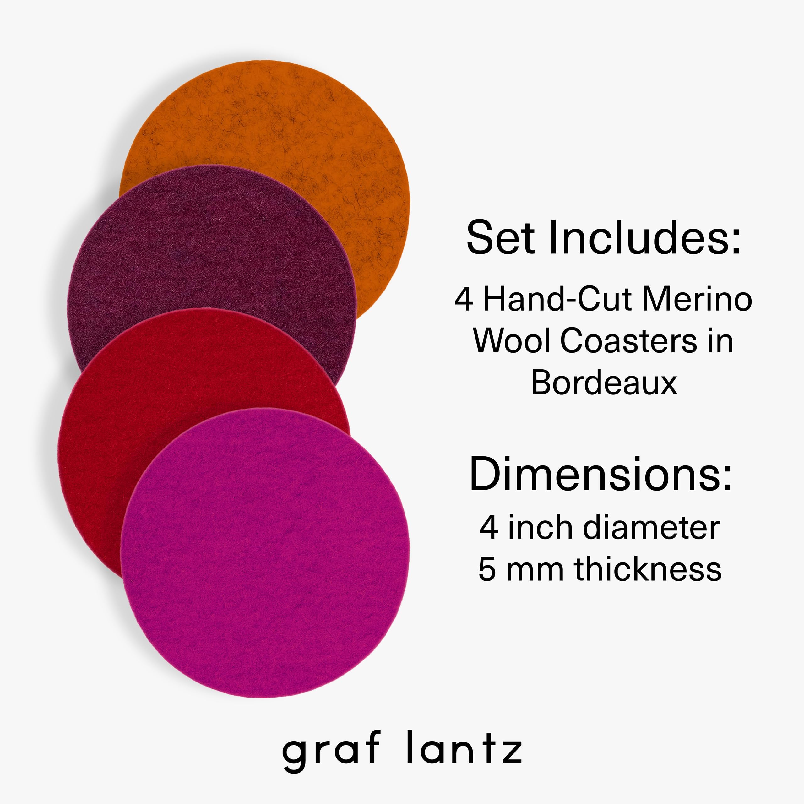 Graf Lantz Bierfilzl round coaster Bordeaux showing soft merino fibers absorbent