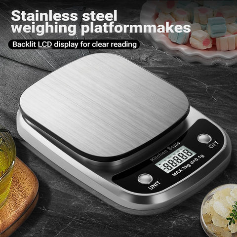 GRAM PRES five-unit system supports g, oz, lb:oz, fl.oz, ml.